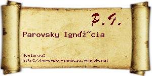 Parovsky Ignácia névjegykártya